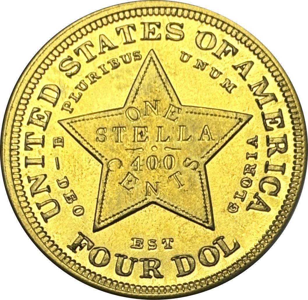 United States of America 1879 1880 1881 4 Dollars Head of Liberty One Stella 400 Cents US Brass Metal Replica Coin Commemorative Medal,Historical Collectible Art Craft For Enthusiasts