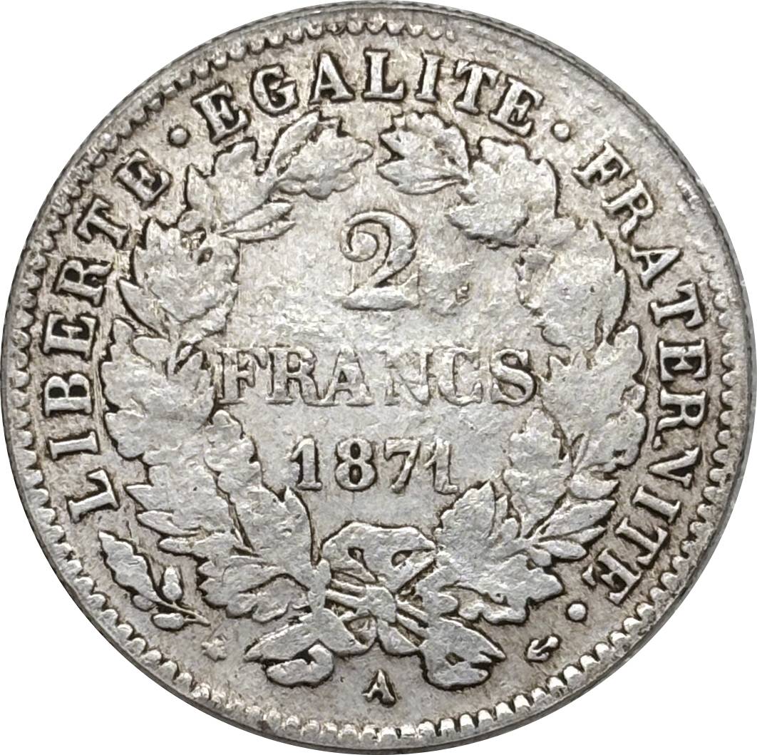 France 1871 A 2 Francs Cupronickel Silver Plated Replica Coin Commemorative Medal,Historical Collectible Art Craft For Enthusiasts