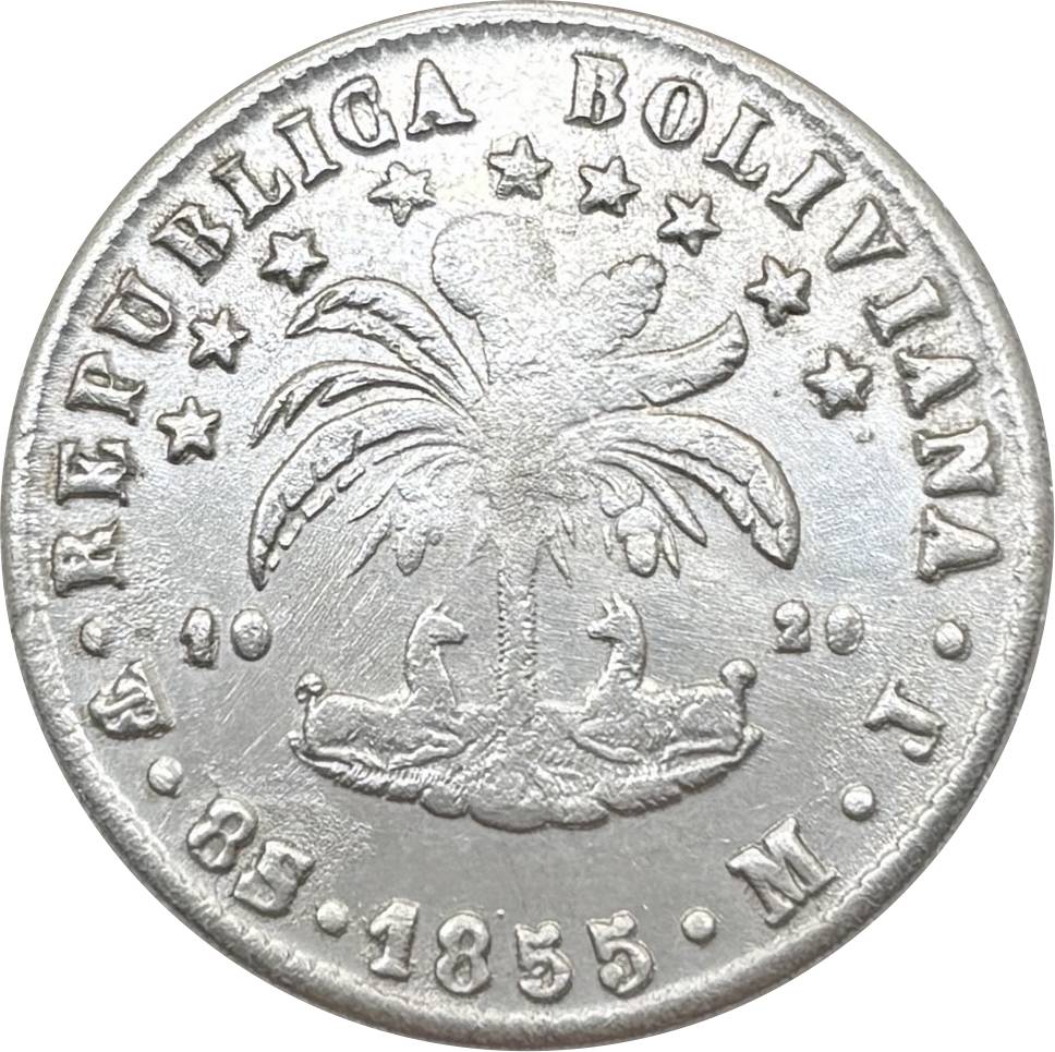 Bolivia PTS 8 Soles Potosi 1855 MJ Silver Plated Metal Replica Coin Commemorative Medal,Historical Collectible Art Craft For Enthusiasts