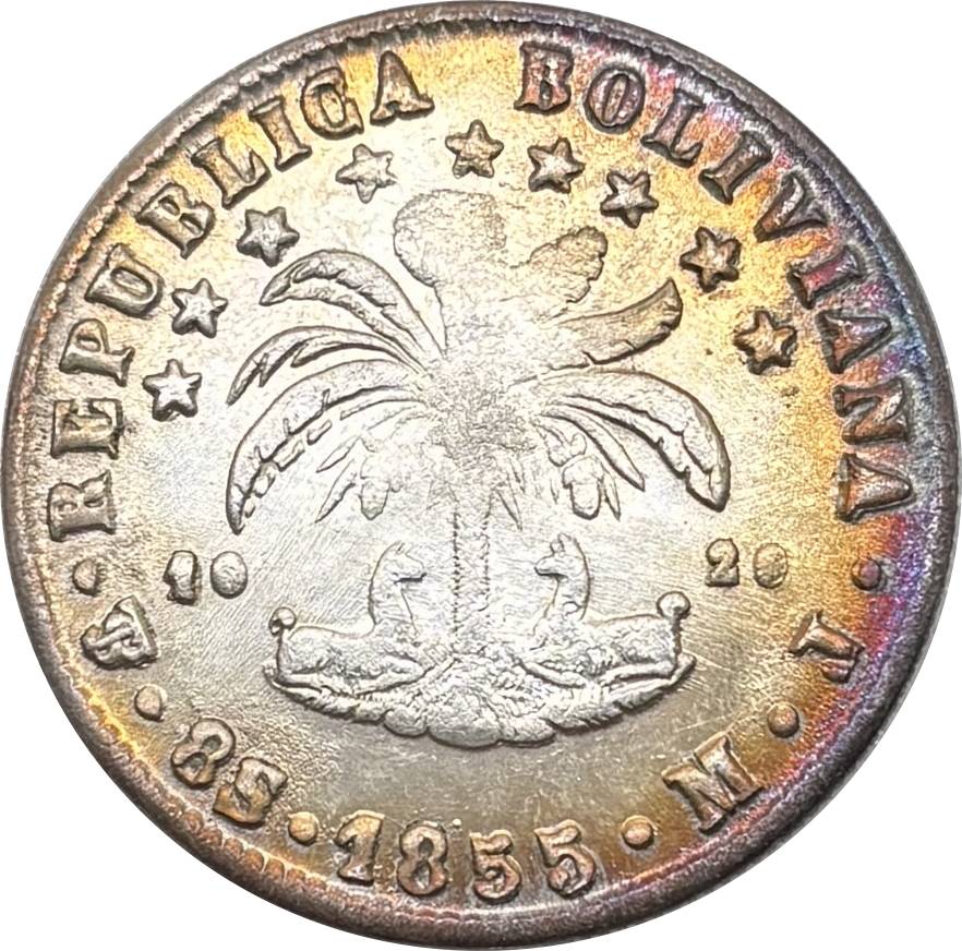 Bolivia PTS 8 Soles Potosi 1855 MJ Silver Plated Metal Replica Coin Commemorative Medal,Historical Collectible Art Craft For Enthusiasts