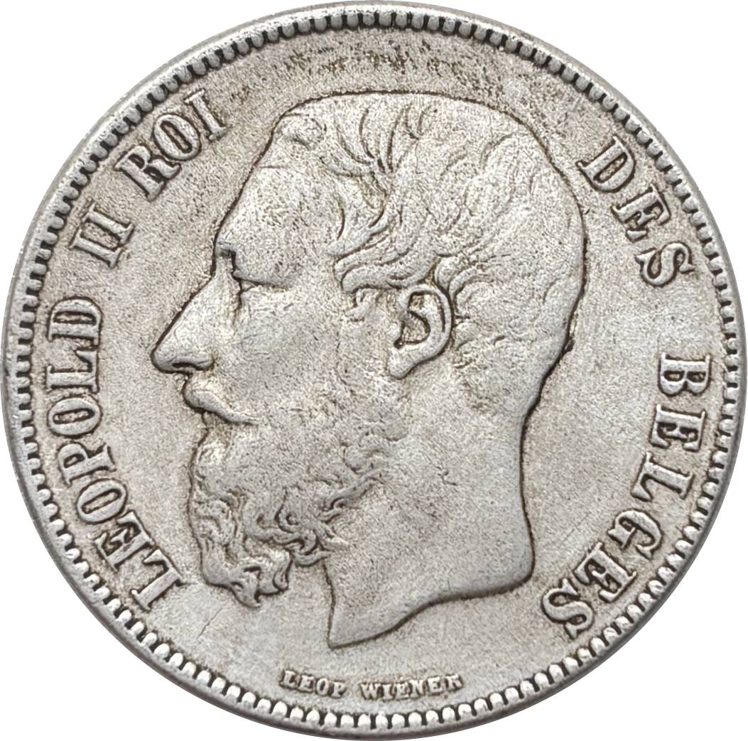 Belgium 1866 1873 5 Francs Leopold II Small Head Silver Plated Metal Replica Coin Commemorative Medal,Historical Collectible Art Craft For Enthusiasts