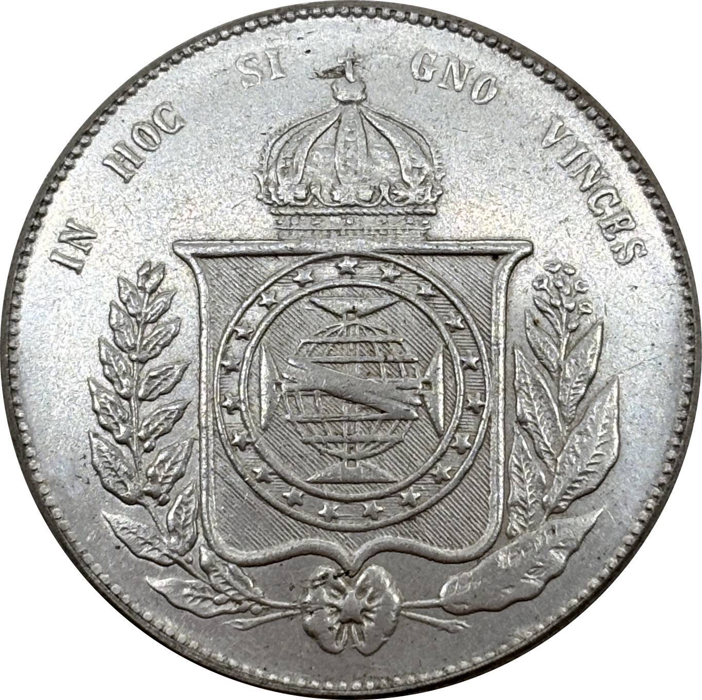 Brazil 2000 Reis Pedro II 1865 Plated Silver Metal Replica Coin Commemorative Medal,Historical Collectible Art Craft For Enthusiasts