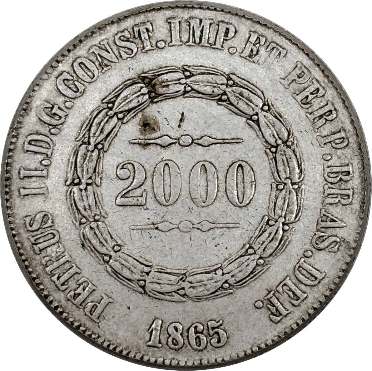 Brazil 2000 Reis Pedro II 1865 Plated Silver Metal Replica Coin Commemorative Medal,Historical Collectible Art Craft For Enthusiasts