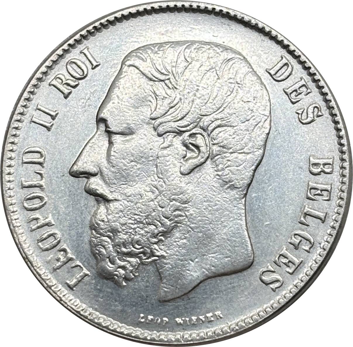 Belgium 1866 1873 5 Francs Leopold II Small Head Silver Plated Metal Replica Coin Commemorative Medal,Historical Collectible Art Craft For Enthusiasts
