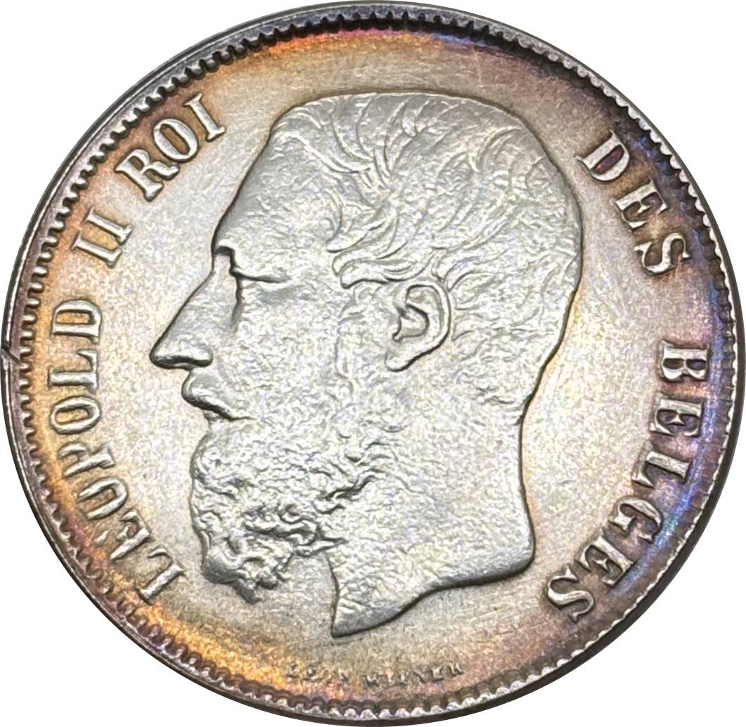 Belgium 1866 1873 5 Francs Leopold II Small Head Silver Plated Metal Replica Coin Commemorative Medal,Historical Collectible Art Craft For Enthusiasts