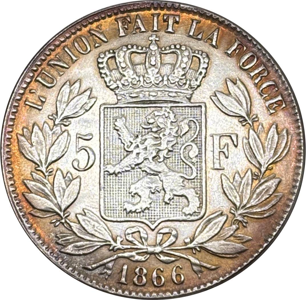 Belgium 1866 1873 5 Francs Leopold II Small Head Silver Plated Metal Replica Coin Commemorative Medal,Historical Collectible Art Craft For Enthusiasts