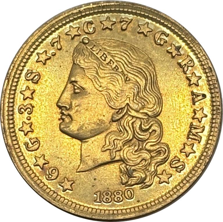 United States of America 1879 1880 1881 4 Dollars Head of Liberty One Stella 400 Cents US Brass Metal Replica Coin Commemorative Medal,Historical Collectible Art Craft For Enthusiasts