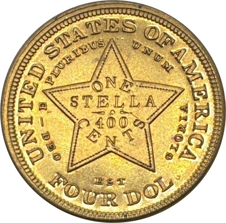 United States of America 1879 1880 1881 4 Dollars Head of Liberty One Stella 400 Cents US Brass Metal Replica Coin Commemorative Medal,Historical Collectible Art Craft For Enthusiasts