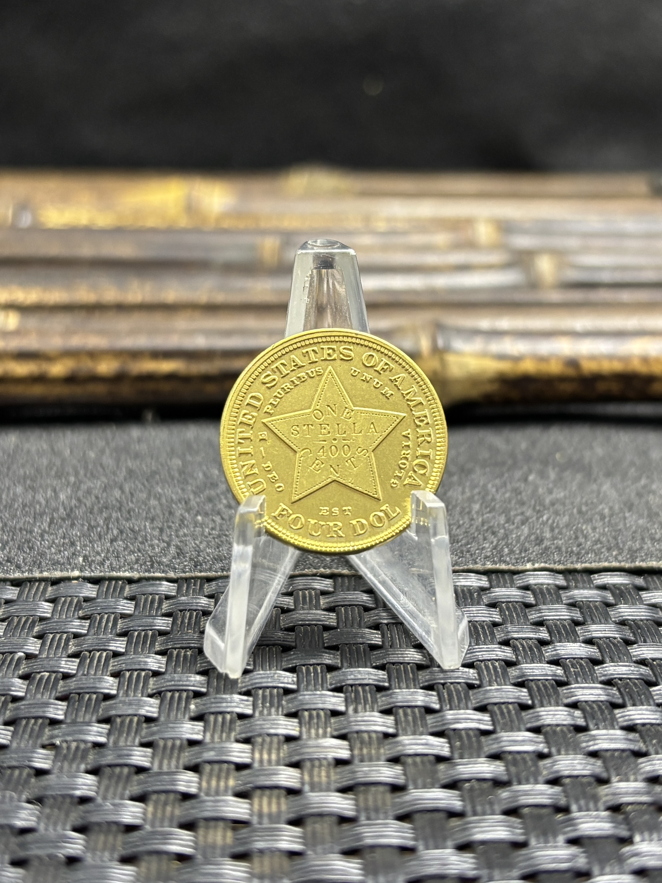 United States of America 1879 1880 1881 4 Dollars Head of Liberty One Stella 400 Cents US Brass Metal Replica Coin Commemorative Medal,Historical Collectible Art Craft For Enthusiasts