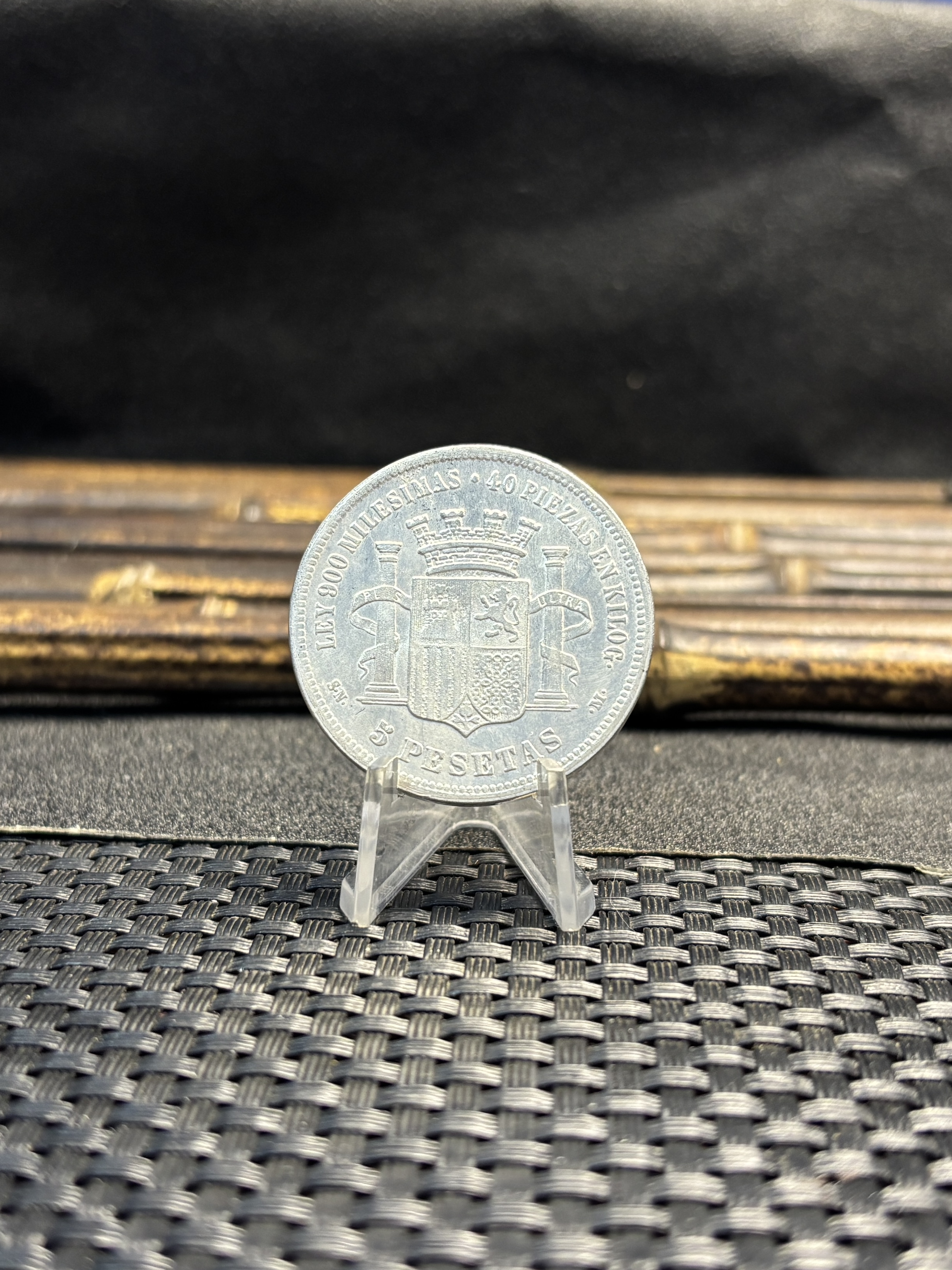 Spain Provisional Government 5 Pesetas 1869 Brass Plated Silver Replica Coin Commemorative Medal,Historical Collectible Art Craft For Enthusiasts