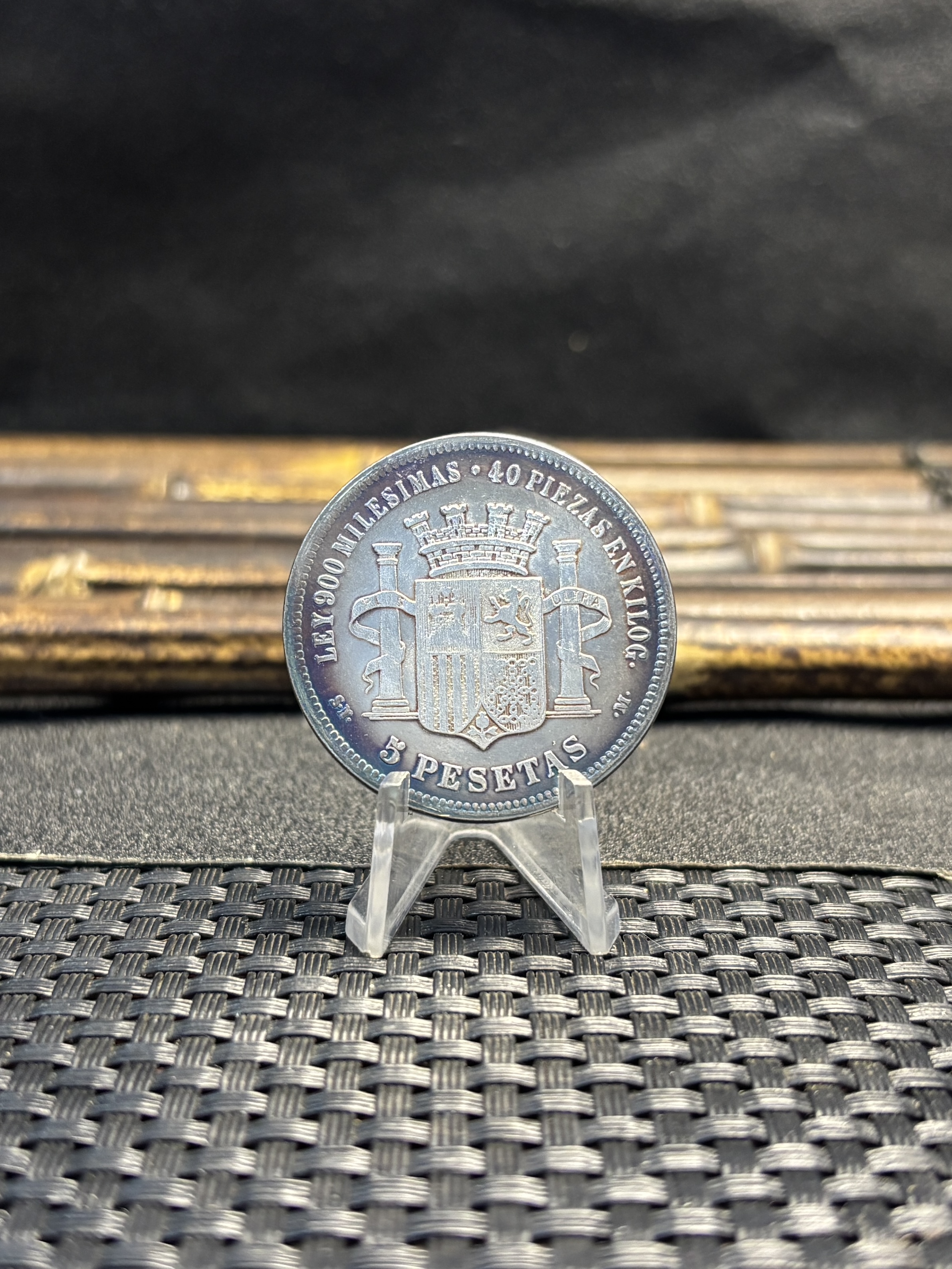Spain Provisional Government 5 Pesetas 1869 Brass Plated Silver Replica Coin Commemorative Medal,Historical Collectible Art Craft For Enthusiasts