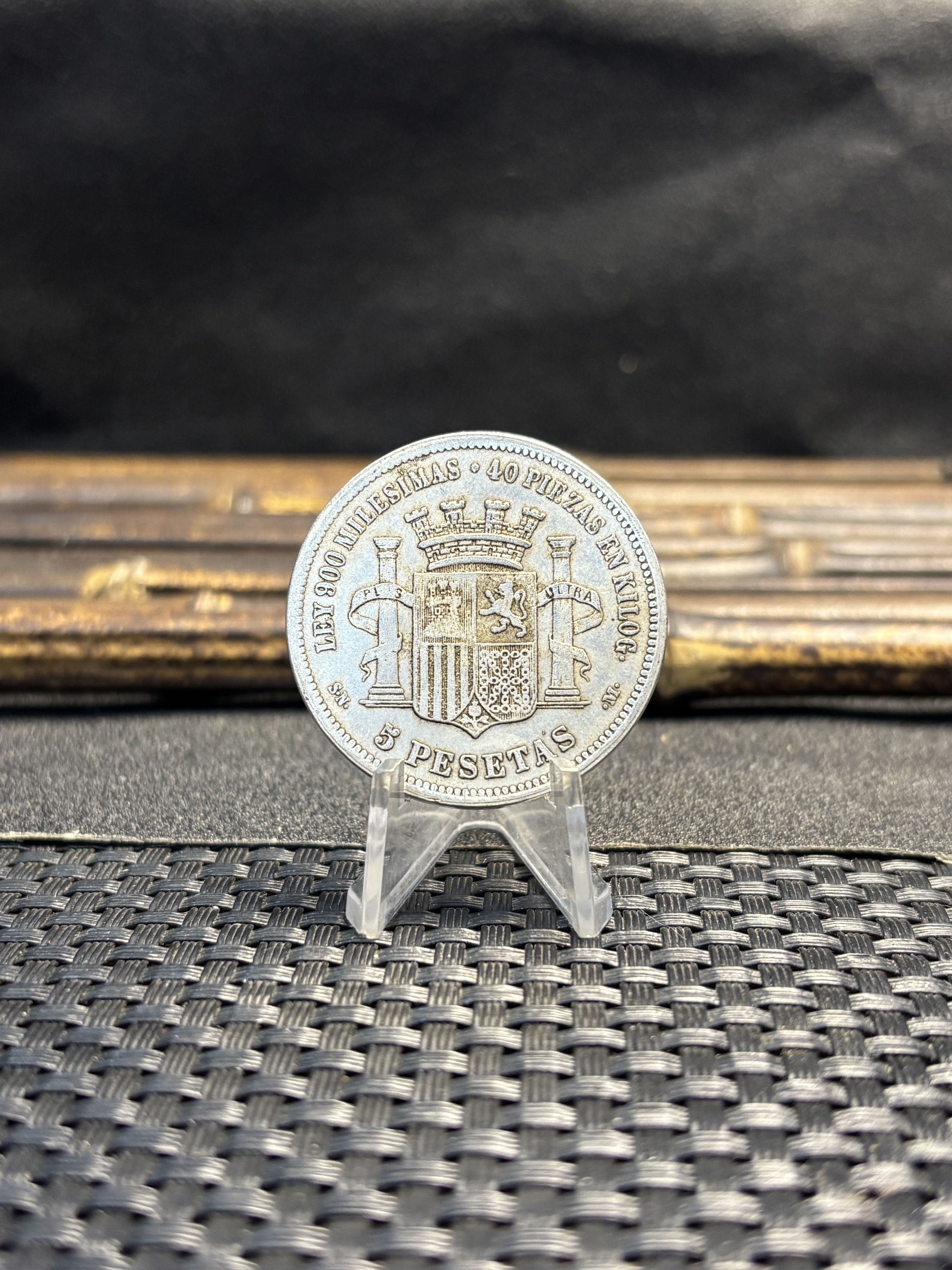Spain Provisional Government 5 Pesetas 1869 Brass Plated Silver Replica Coin Commemorative Medal,Historical Collectible Art Craft For Enthusiasts