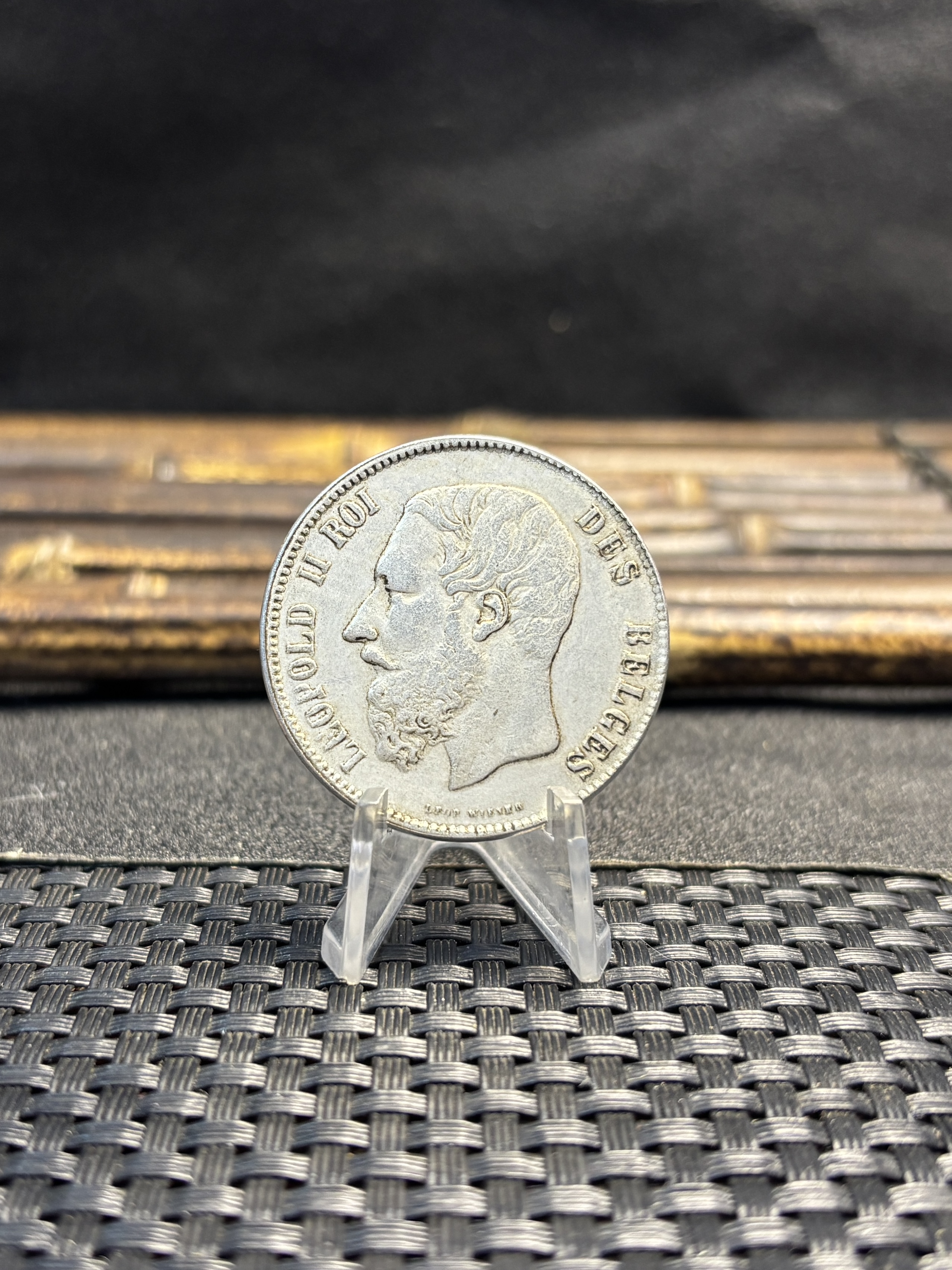 Belgium 1866 1873 5 Francs Leopold II Small Head Silver Plated Metal Replica Coin Commemorative Medal,Historical Collectible Art Craft For Enthusiasts