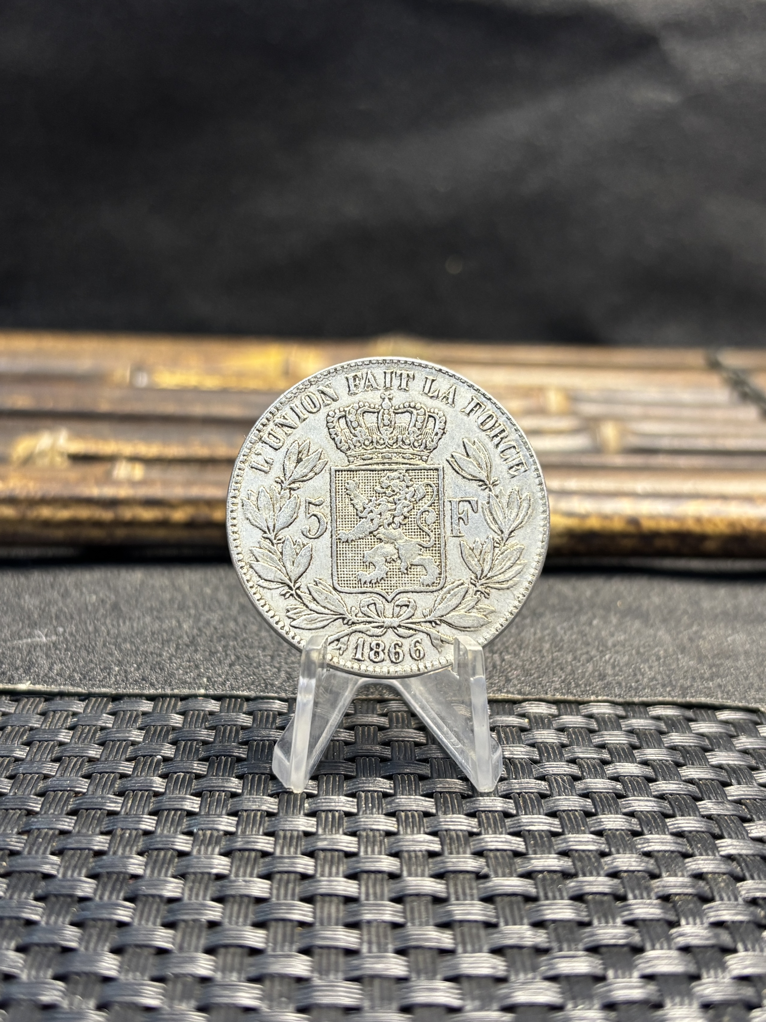 Belgium 1866 1873 5 Francs Leopold II Small Head Silver Plated Metal Replica Coin Commemorative Medal,Historical Collectible Art Craft For Enthusiasts