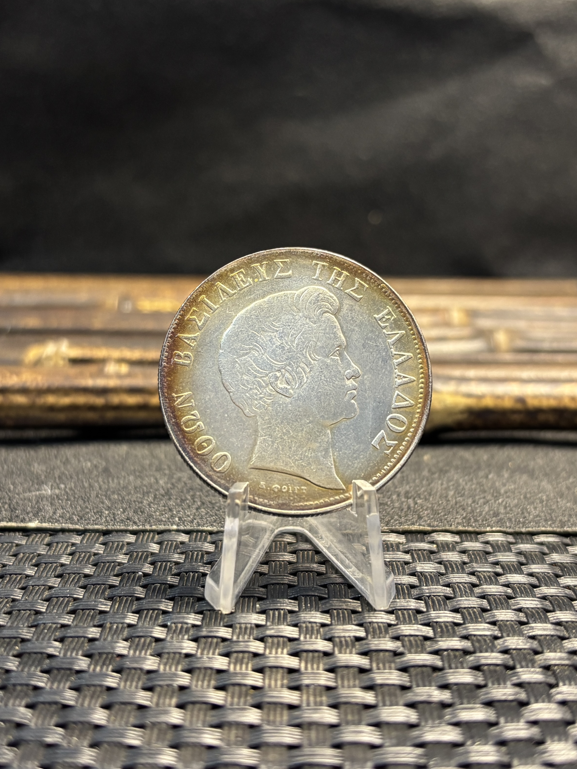 Greece 5 Drachmai Othon 1833 Brass Plated Silver Replica Coin Commemorative Medal,Historical Collectible Art Craft For Enthusiasts