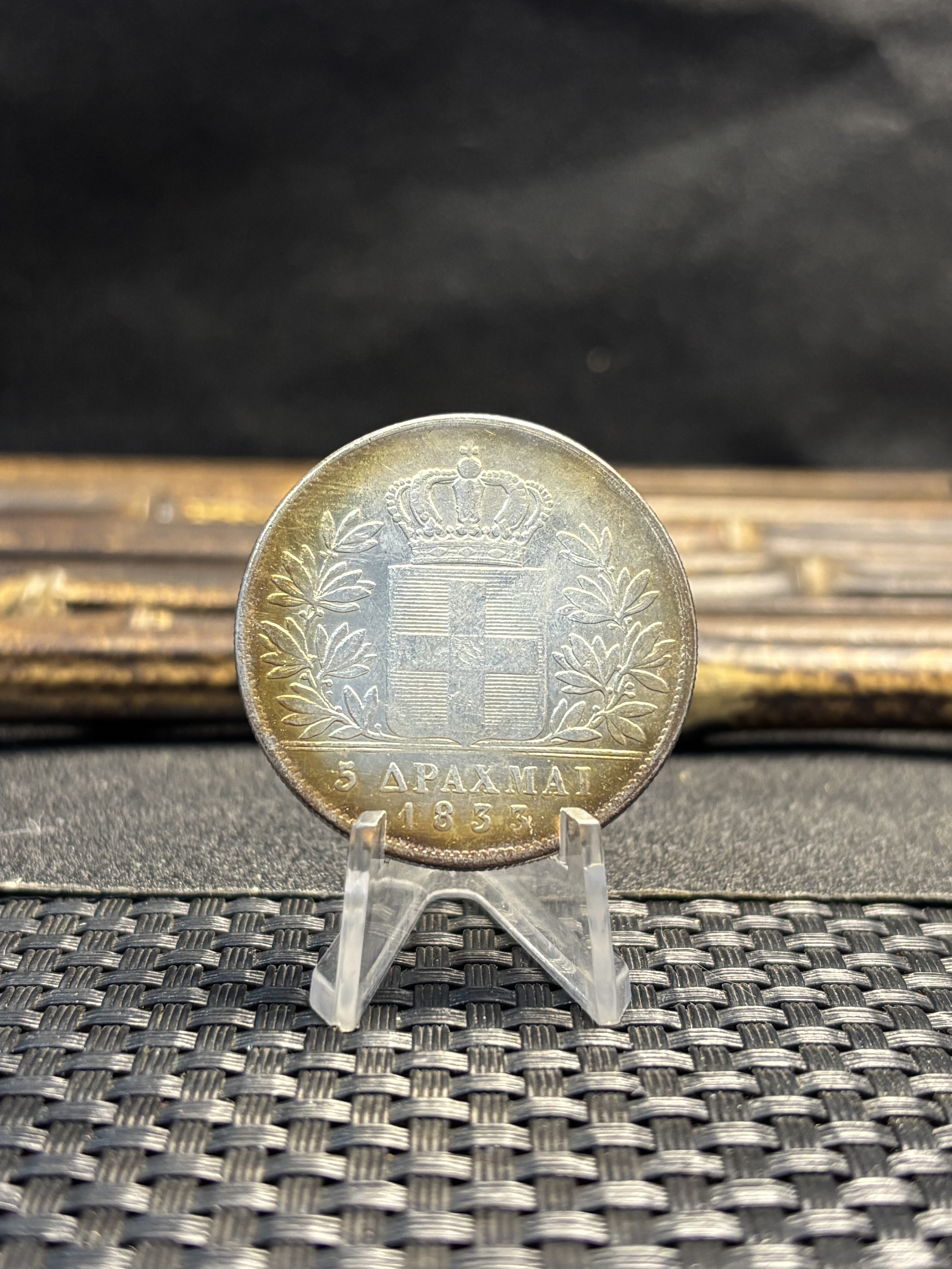 Greece 5 Drachmai Othon 1833 Brass Plated Silver Replica Coin Commemorative Medal,Historical Collectible Art Craft For Enthusiasts