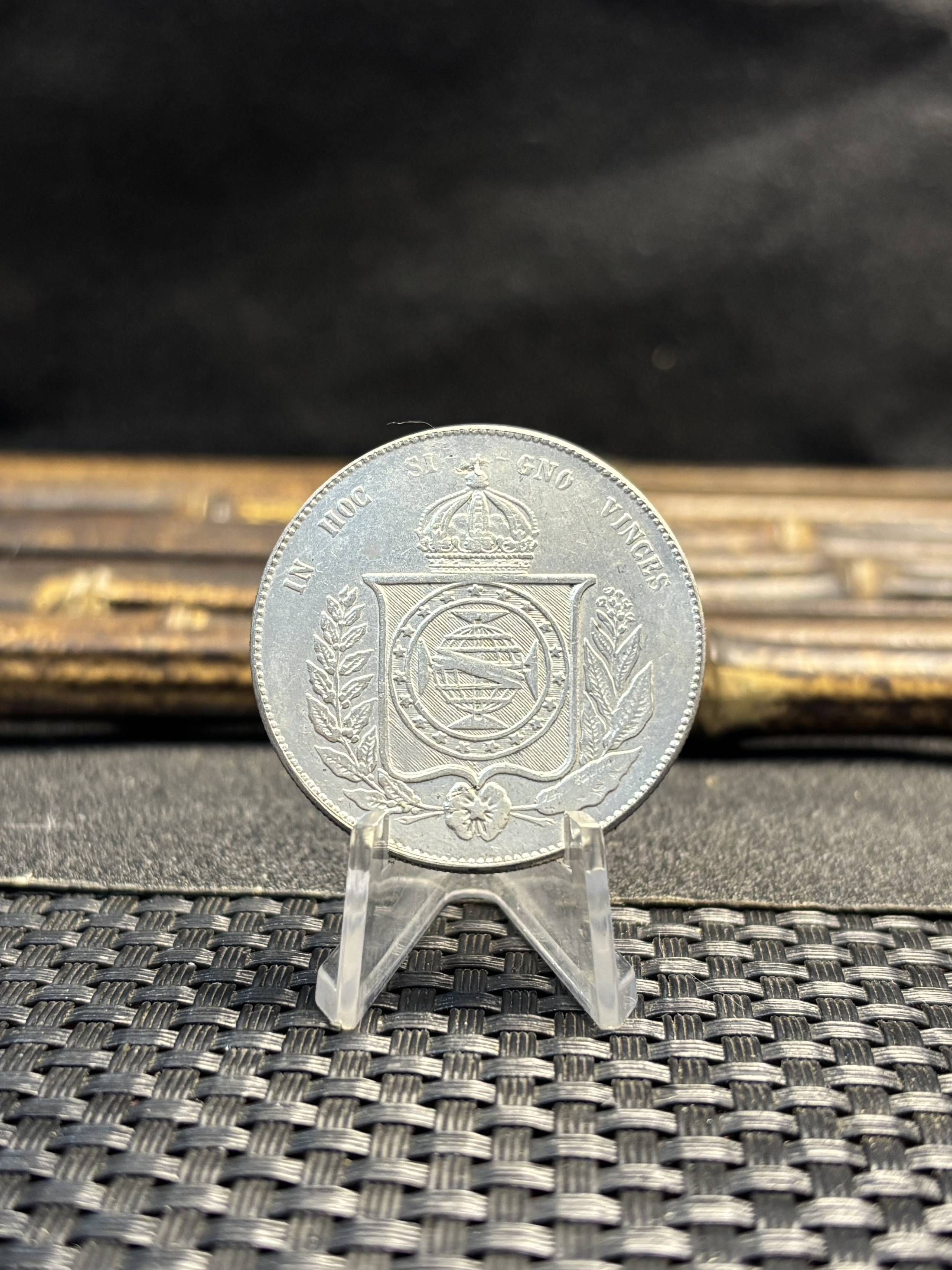 Brazil 2000 Reis Pedro II 1865 Plated Silver Metal Replica Coin Commemorative Medal,Historical Collectible Art Craft For Enthusiasts