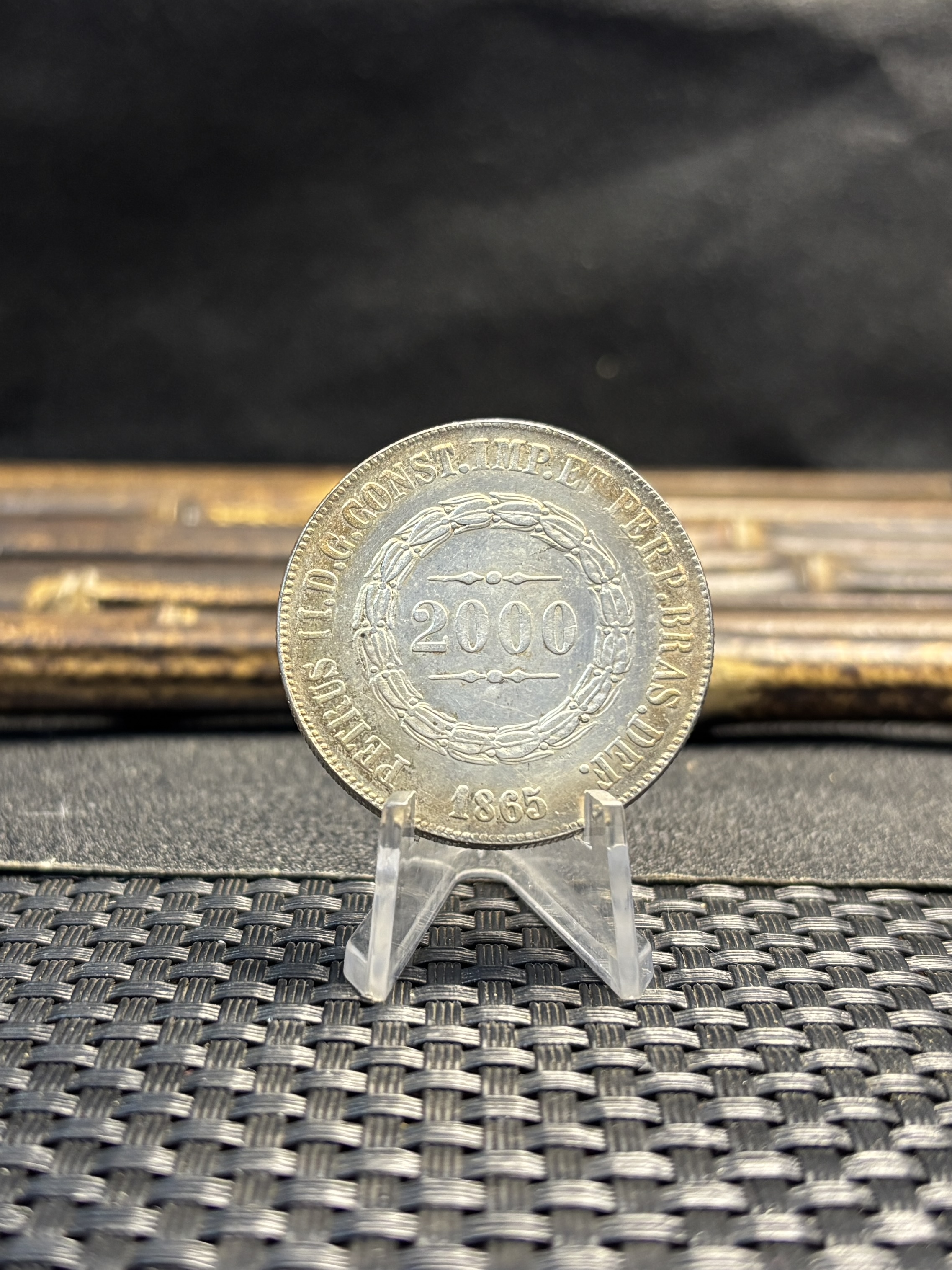 Brazil 2000 Reis Pedro II 1865 Plated Silver Metal Replica Coin Commemorative Medal,Historical Collectible Art Craft For Enthusiasts