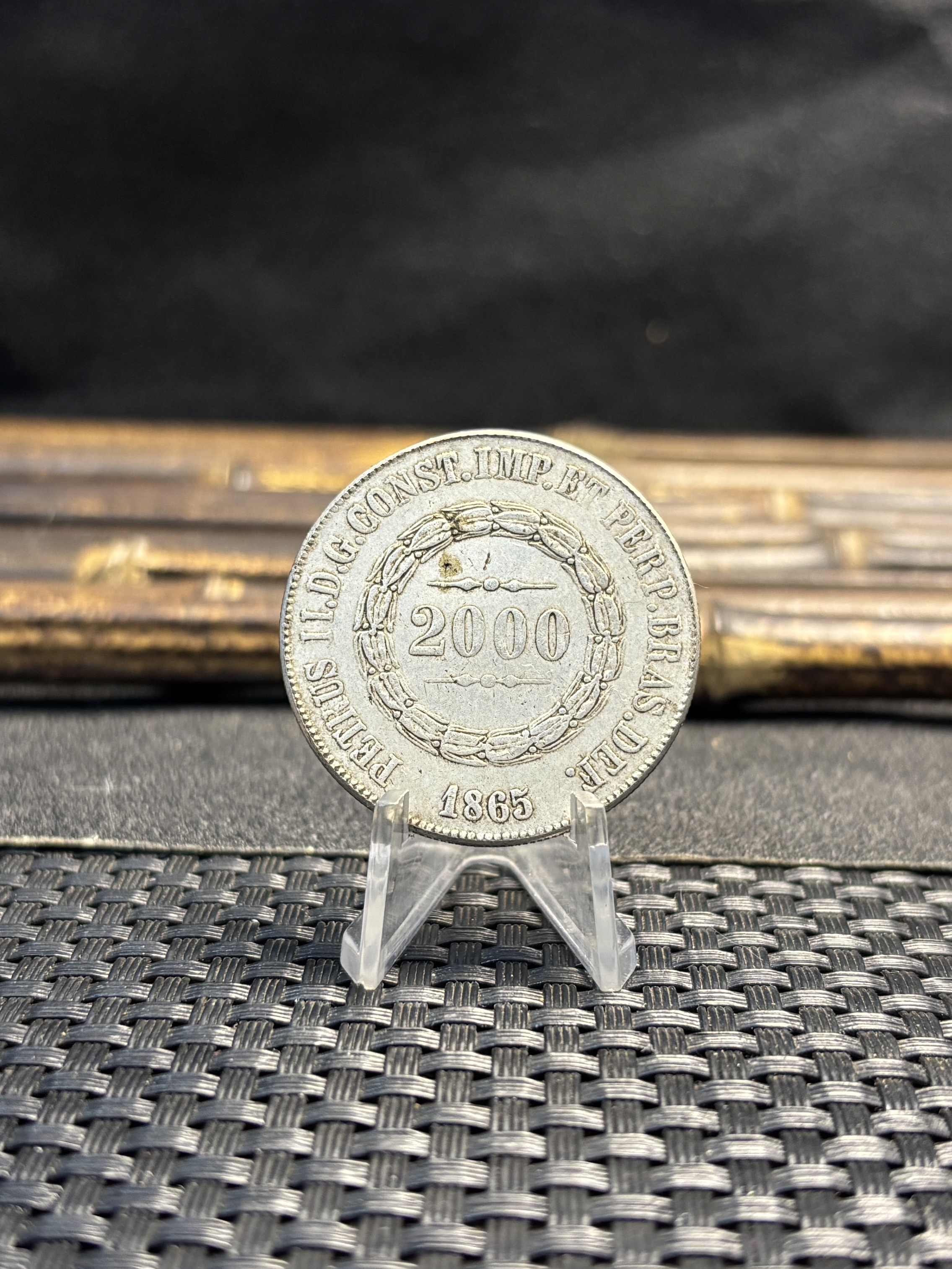 Brazil 2000 Reis Pedro II 1865 Plated Silver Metal Replica Coin Commemorative Medal,Historical Collectible Art Craft For Enthusiasts