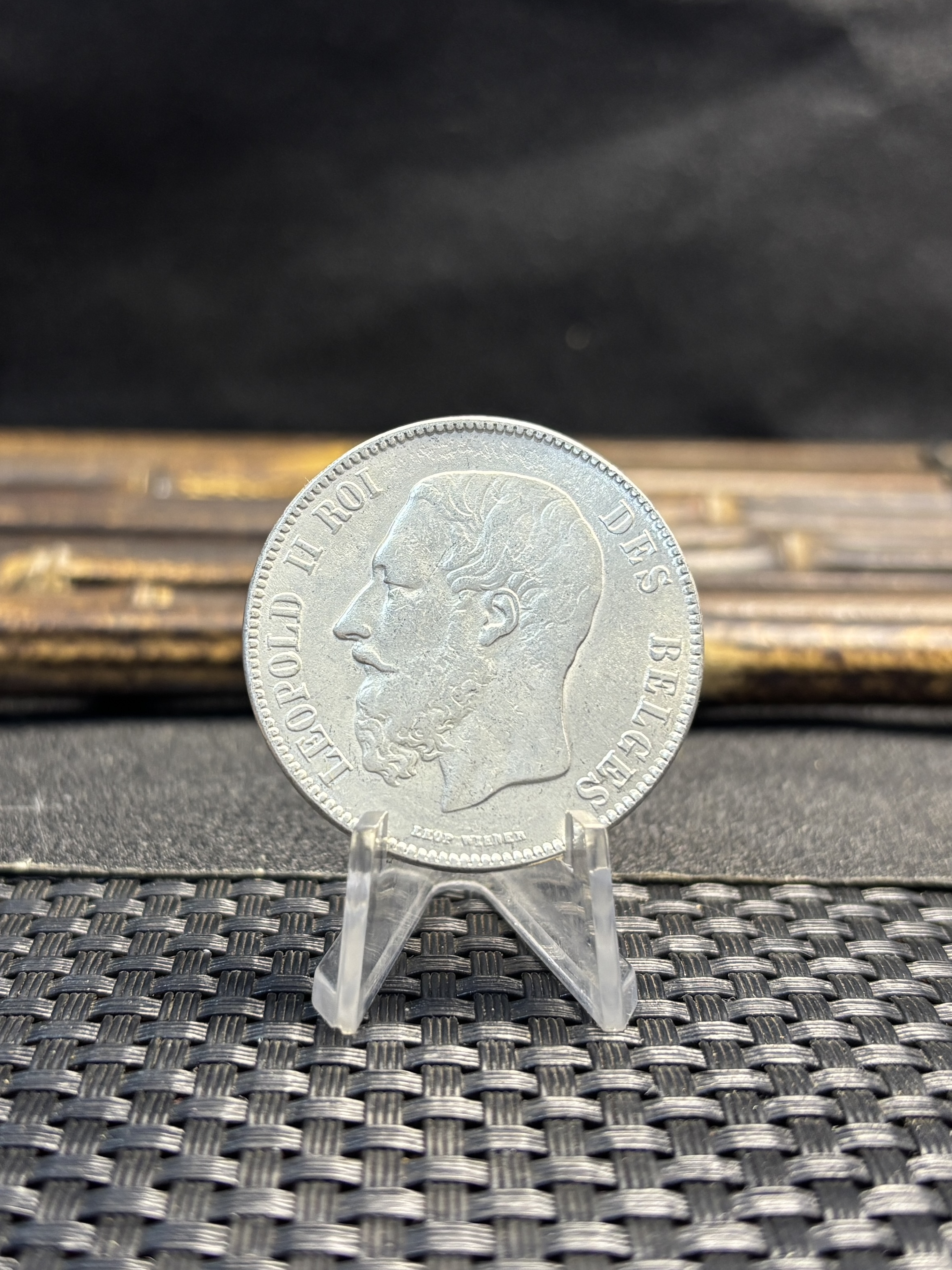 Belgium 1866 1873 5 Francs Leopold II Small Head Silver Plated Metal Replica Coin Commemorative Medal,Historical Collectible Art Craft For Enthusiasts