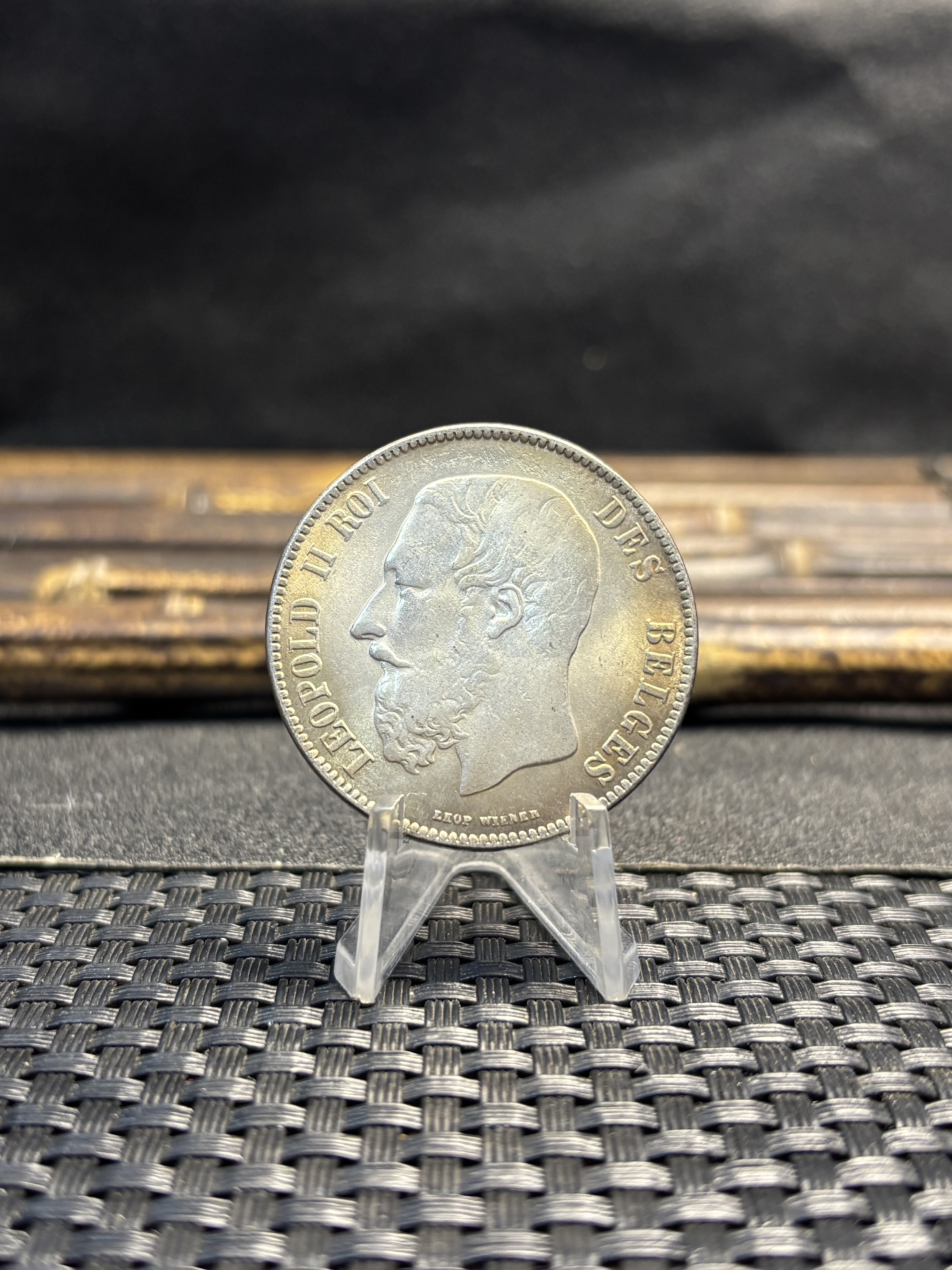 Belgium 1866 1873 5 Francs Leopold II Small Head Silver Plated Metal Replica Coin Commemorative Medal,Historical Collectible Art Craft For Enthusiasts