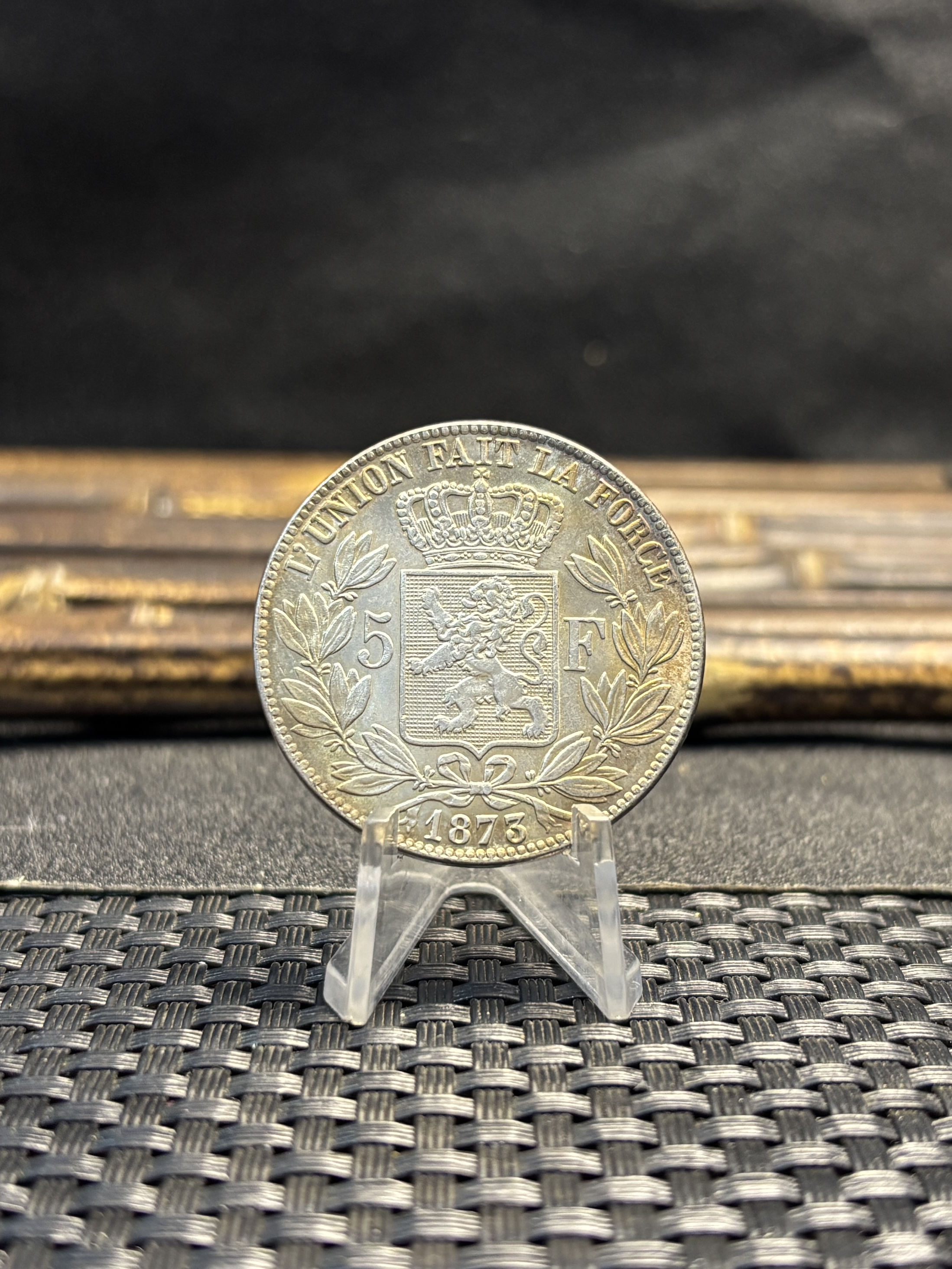 Belgium 1866 1873 5 Francs Leopold II Small Head Silver Plated Metal Replica Coin Commemorative Medal,Historical Collectible Art Craft For Enthusiasts