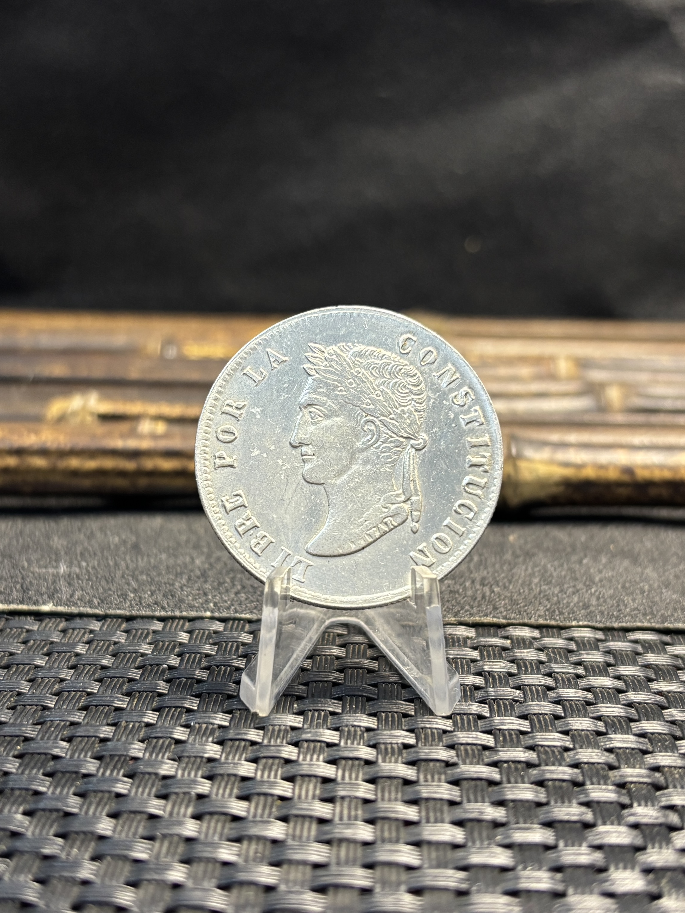 Bolivia PTS 8 Soles Potosi 1855 MJ Silver Plated Metal Replica Coin Commemorative Medal,Historical Collectible Art Craft For Enthusiasts
