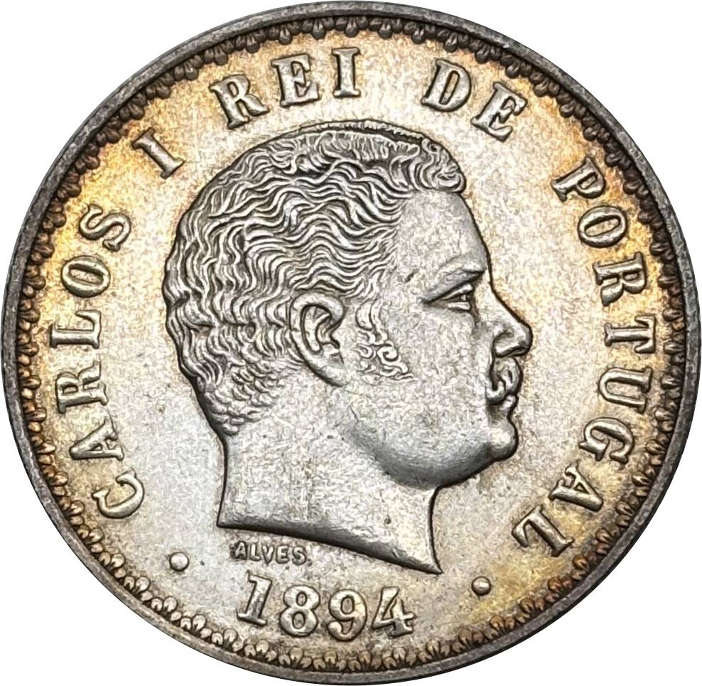Portugal 1893 1894 1900 500 Reis Charles I Carlos Wreath Silver Plated Replica Coin Commemorative Medal,Historical Collectible Art Craft For Enthusiasts
