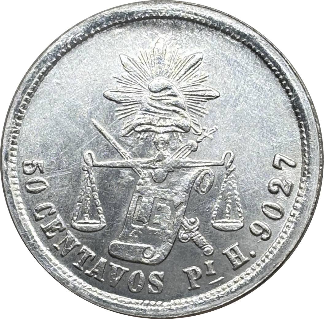 Mexico 1885 PIH 50 Centavos Plated Silver Replica Coin Commemorative Medal,Historical Collectible Art Craft For Enthusiasts