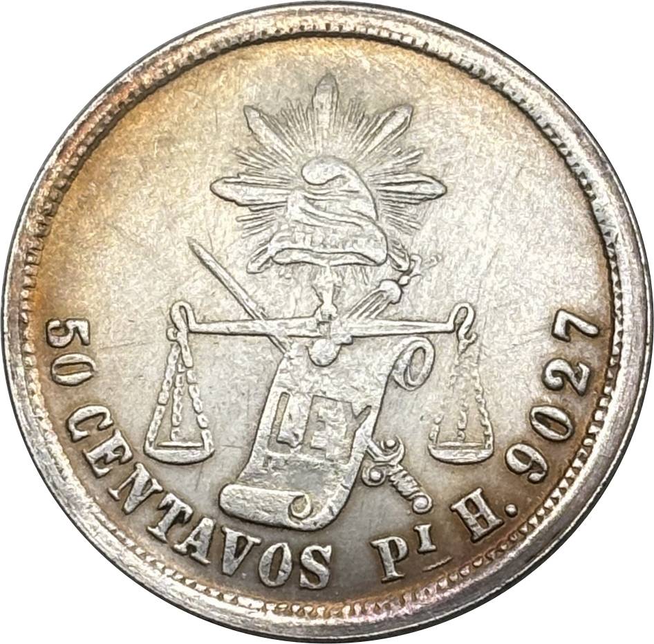 Mexico 1885 PIH 50 Centavos Plated Silver Replica Coin Commemorative Medal,Historical Collectible Art Craft For Enthusiasts