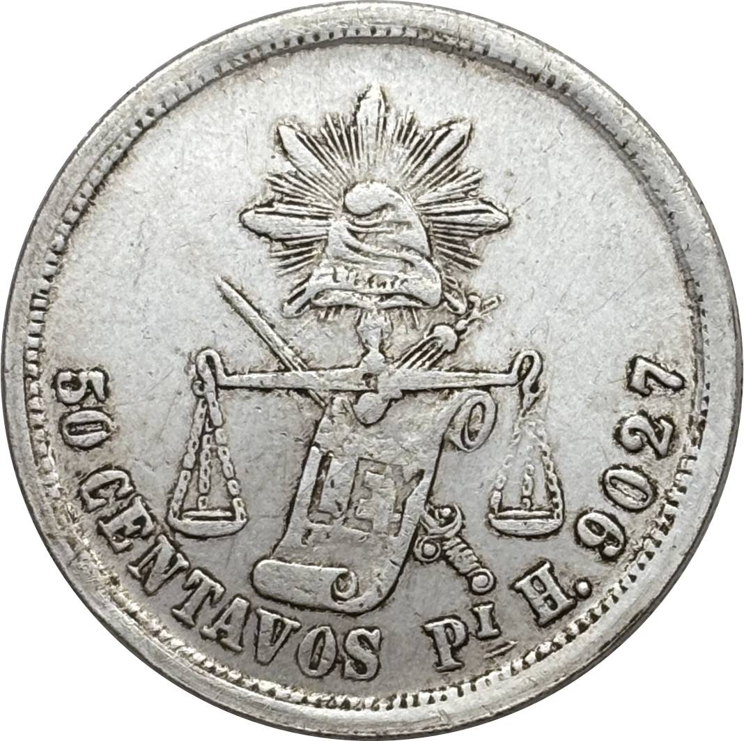 Mexico 1885 PIH 50 Centavos Plated Silver Replica Coin Commemorative Medal,Historical Collectible Art Craft For Enthusiasts