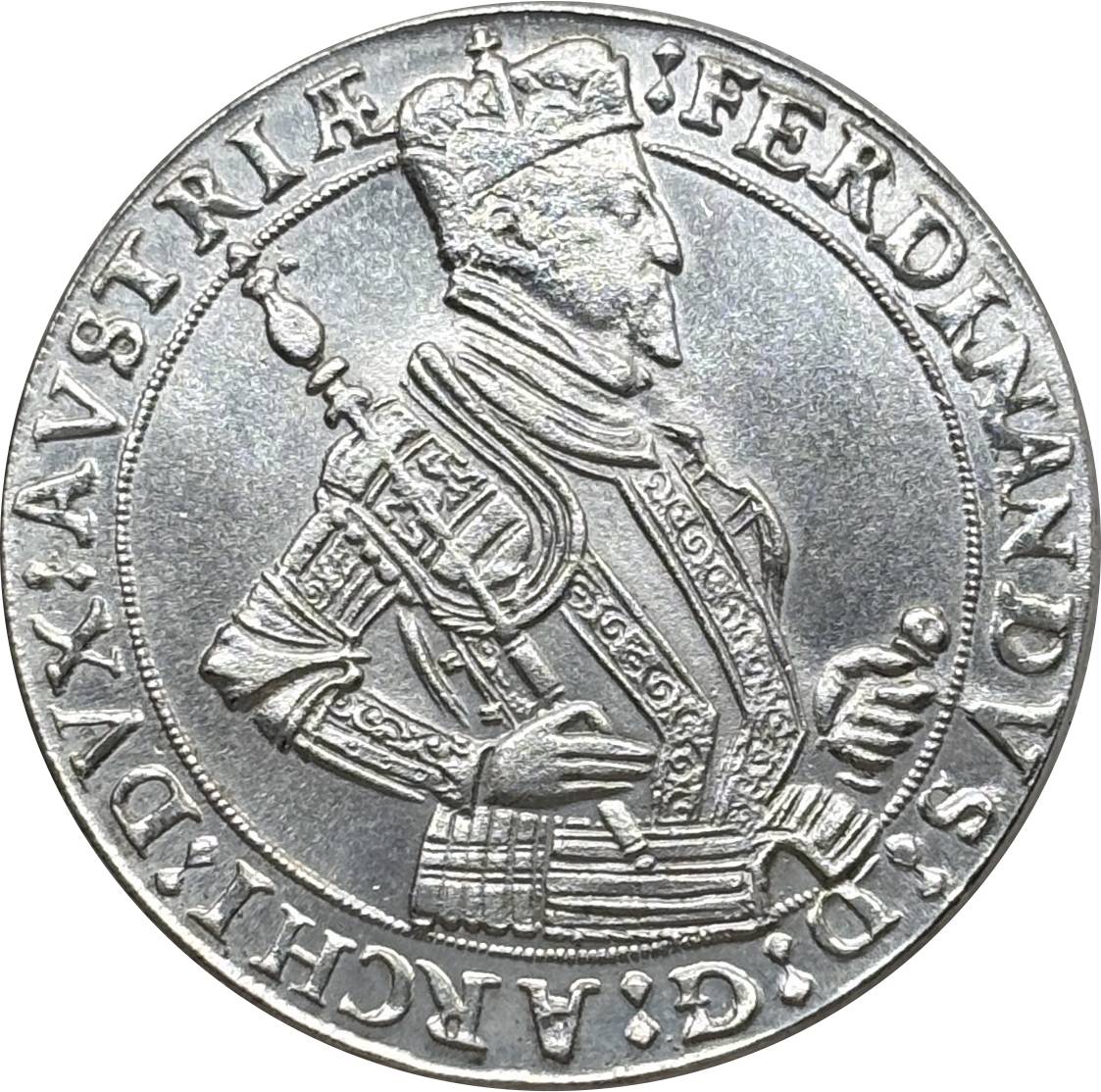 Austrian States 1577 - 1595 1 Thaler Ferdinand II Hall Silver Plated Metal Replica Coin Commemorative Medal,Historical Collectible Art Craft For Enthusiasts