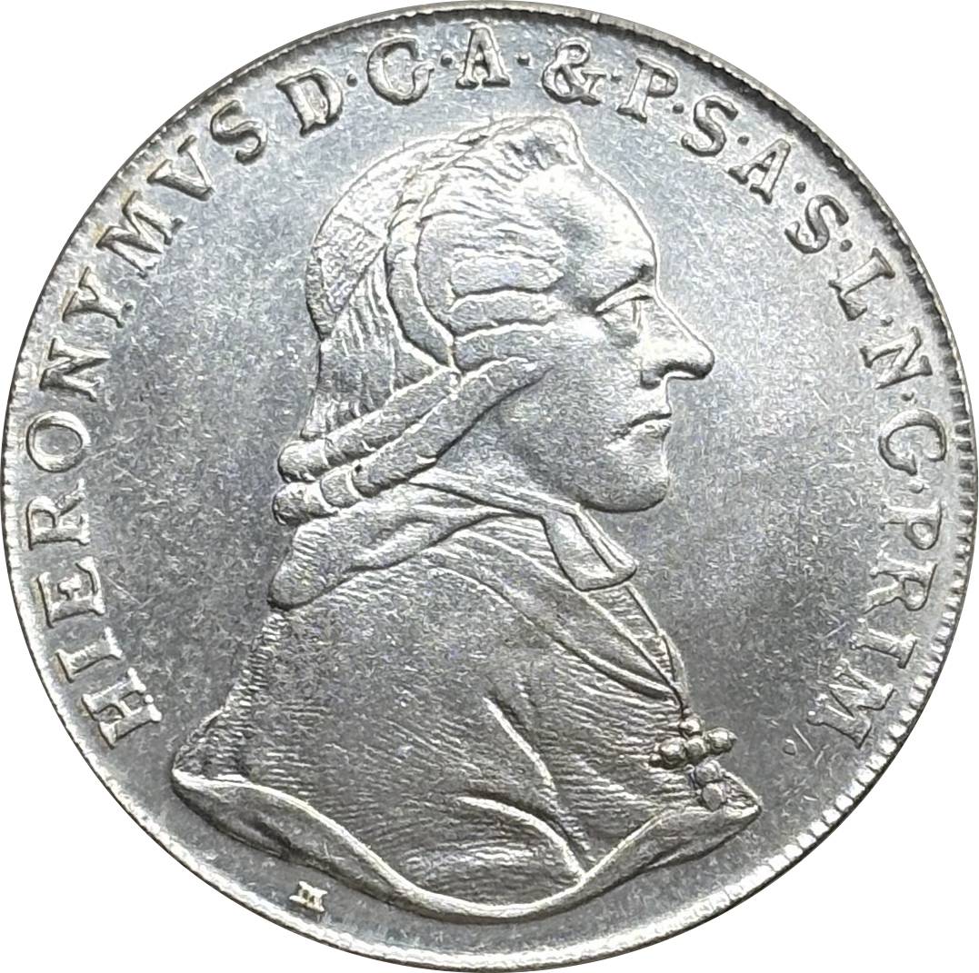 Austrian States 1795 1 Thaler Hieronymus Von Colloredo Silver Plated Metal Replica Coin Commemorative Medal,Historical Collectible Art Craft For Enthusiasts