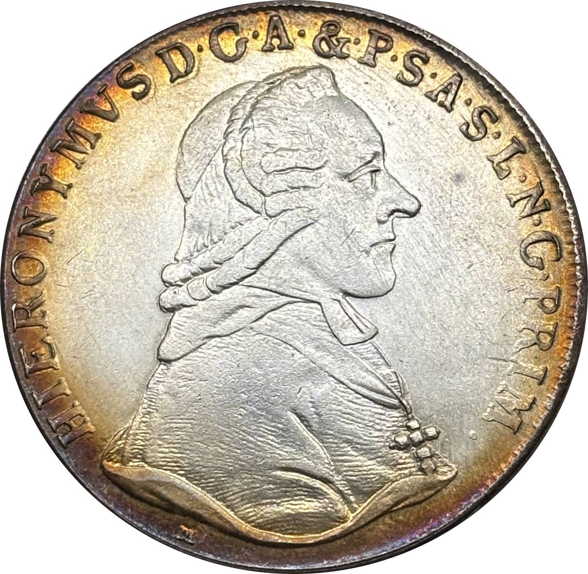 Austrian States 1795 1 Thaler Hieronymus Von Colloredo Silver Plated Metal Replica Coin Commemorative Medal,Historical Collectible Art Craft For Enthusiasts