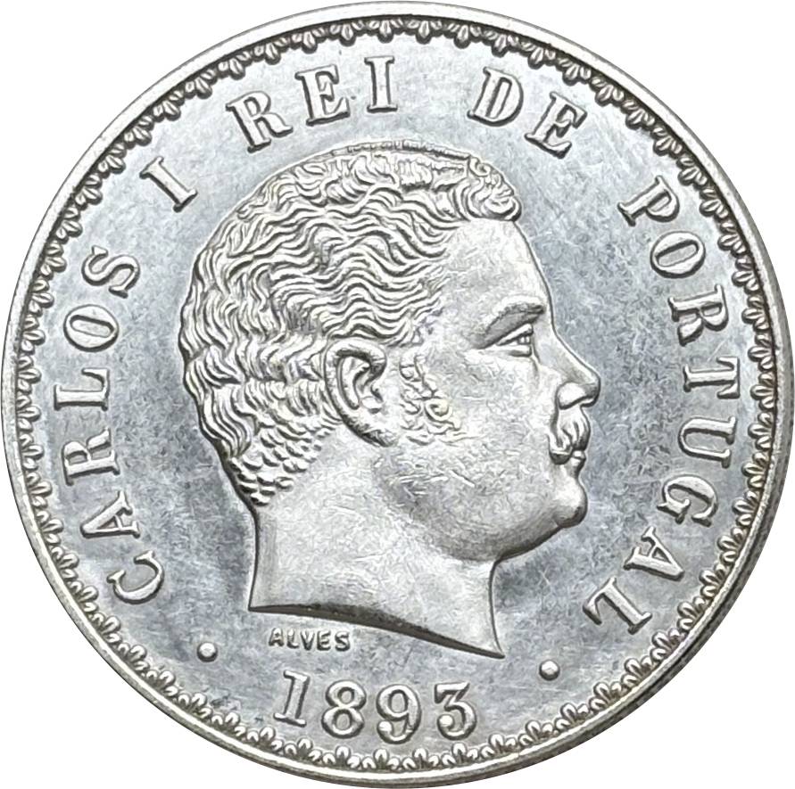 Portugal 1893 1894 1900 500 Reis Charles I Carlos Wreath Silver Plated Replica Coin Commemorative Medal,Historical Collectible Art Craft For Enthusiasts