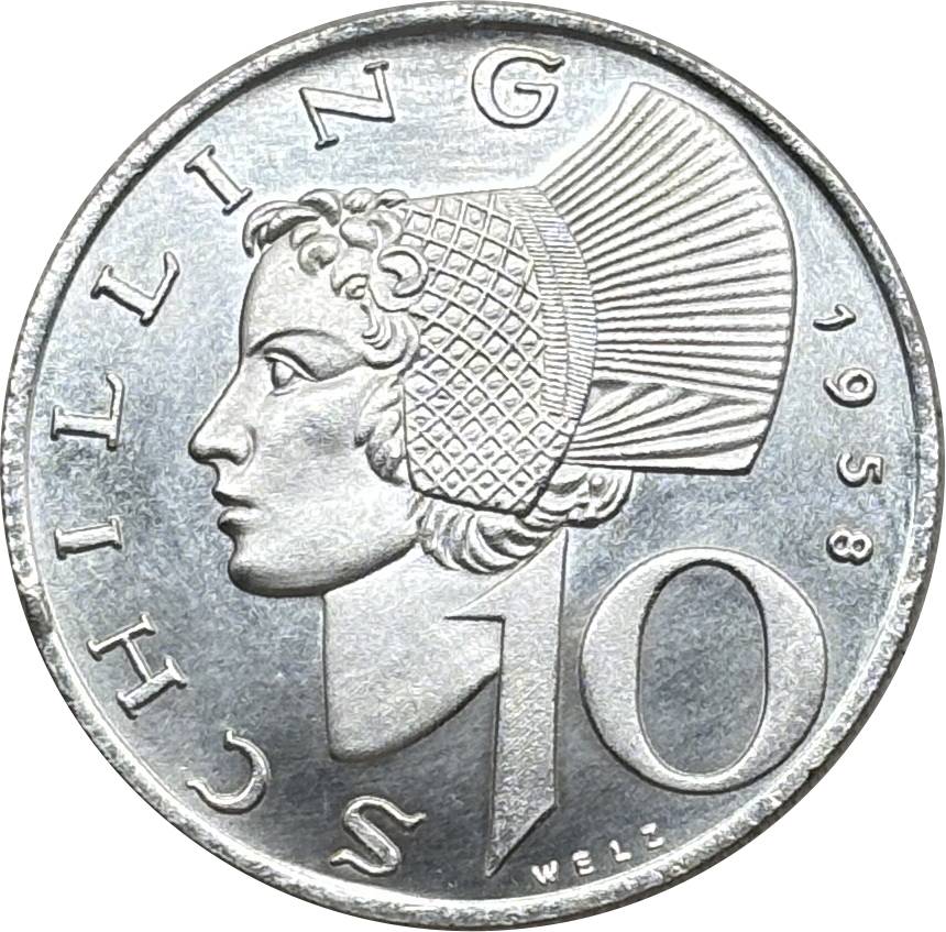 Austria 1958 1964 10 Schilling Republic Silver Plated Metal Replica Coin Commemorative Medal,Historical Collectible Art Craft For Enthusiasts