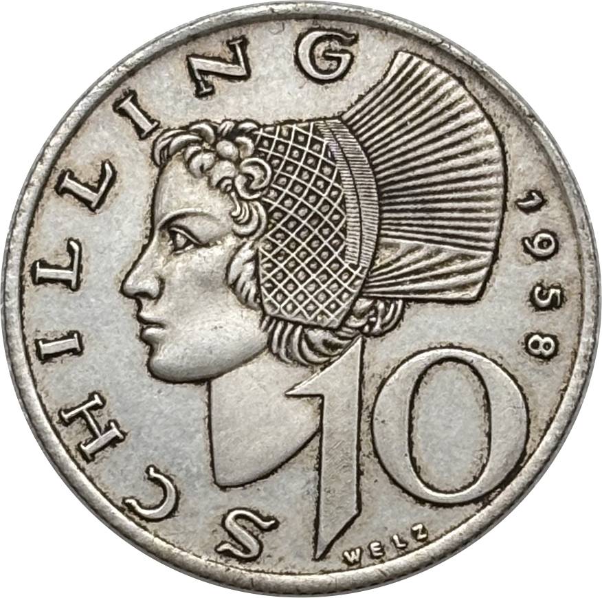 Austria 1958 1964 10 Schilling Republic Silver Plated Metal Replica Coin Commemorative Medal,Historical Collectible Art Craft For Enthusiasts