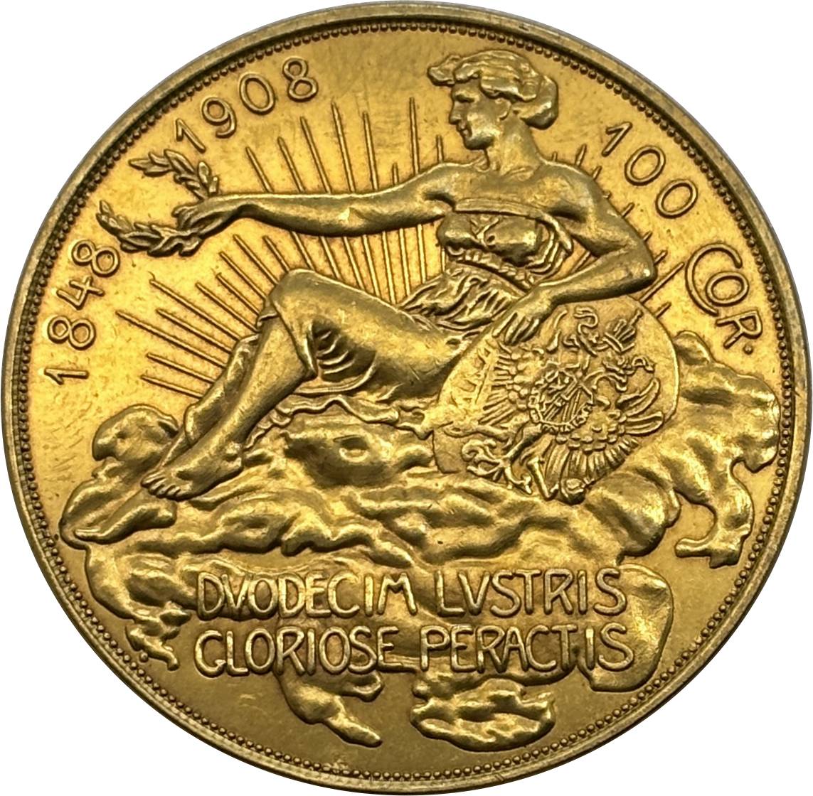 Austria Hungary 100 Corona 1848 1908 Franz Joseph I 60th Anniversary of Reign Gold Coin Brass Metal Replica Coin Commemorative Medal,Historical Collectible Art Craft For Enthusiasts
