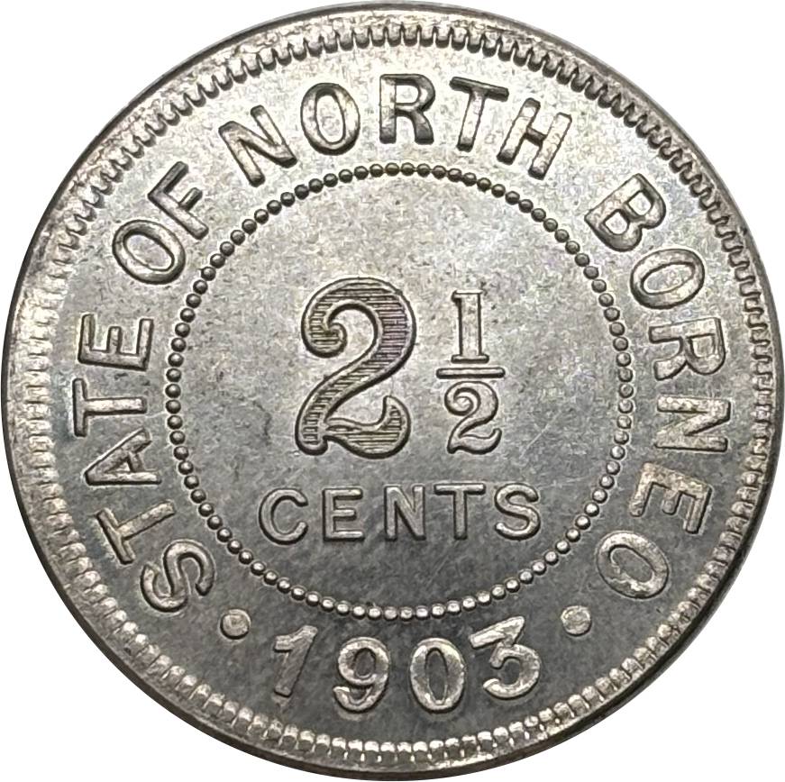 British Malaysia 1903 2 1/2 Cents North Borneo Nickel Plated Metal Replica Coin Commemorative Medal,Historical Collectible Art Craft For Enthusiasts