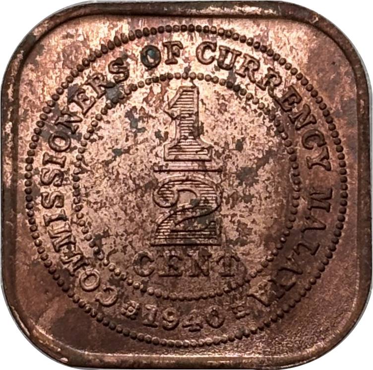 British Malaysia 1940 1/2 Cent George VI Copper Metal Replica Coin Commemorative Medal,Historical Collectible Art Craft For Enthusiasts