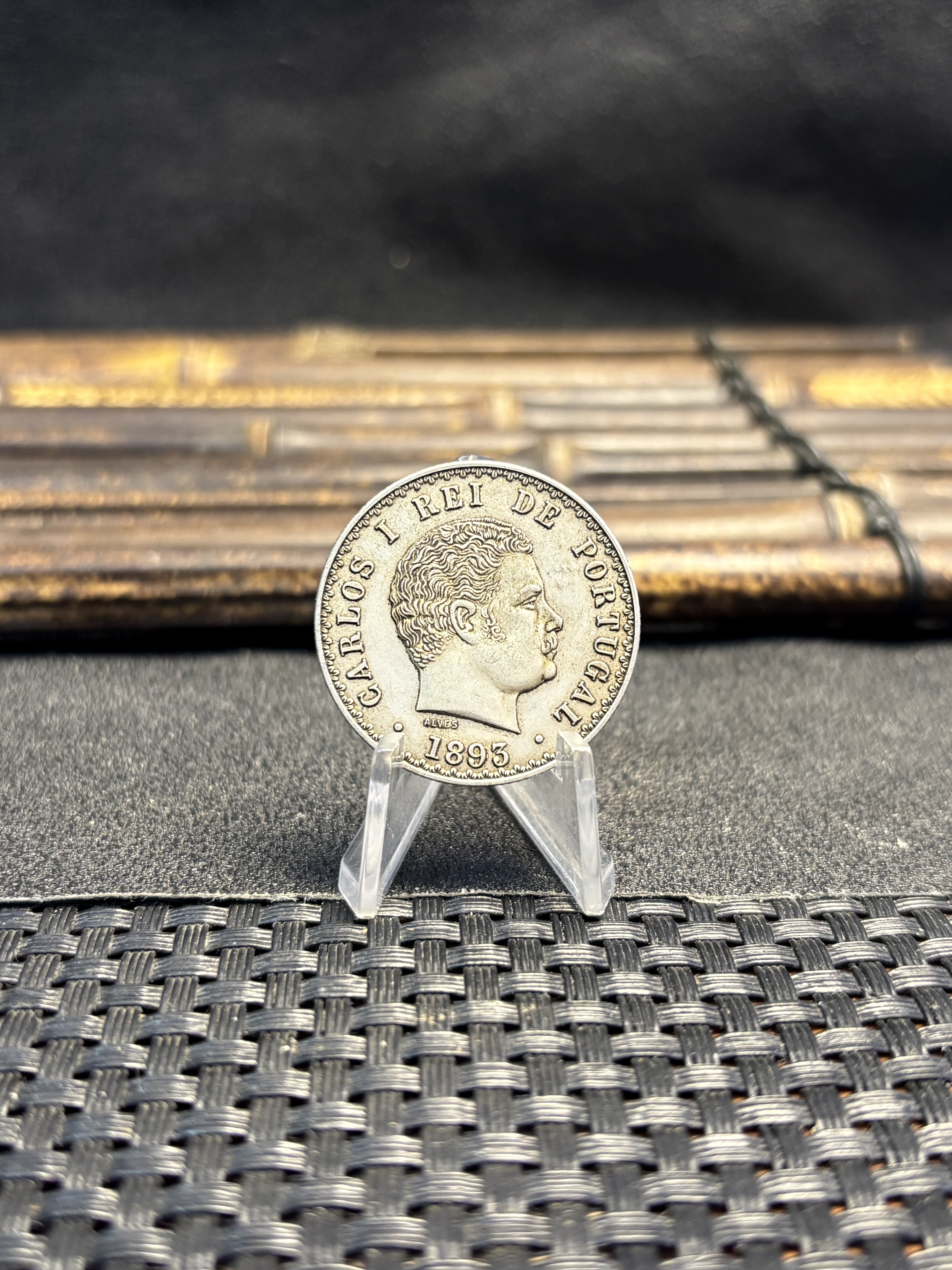 Portugal 1893 1894 1900 500 Reis Charles I Carlos Wreath Silver Plated Replica Coin Commemorative Medal,Historical Collectible Art Craft For Enthusiasts