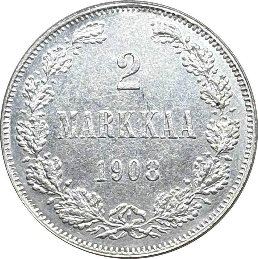 Russia Empire 1908 2 Markkaa Silver Plated Replica Coin Commemorative Medal,Historical Collectible Art Craft For Enthusiasts