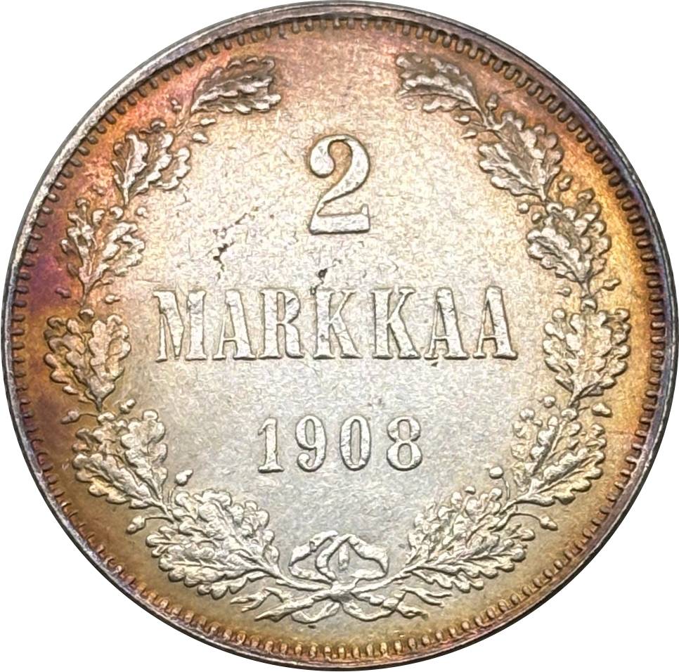 Russia Empire 1908 2 Markkaa Silver Plated Replica Coin Commemorative Medal,Historical Collectible Art Craft For Enthusiasts