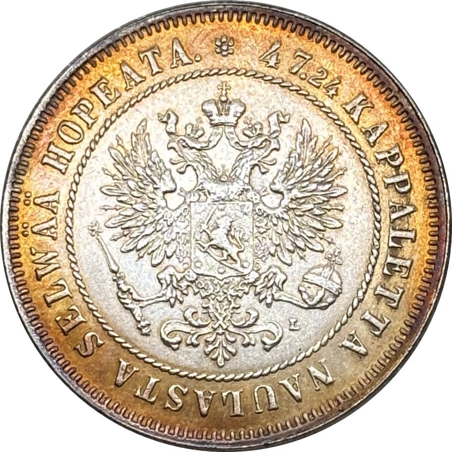 Russia Empire 1908 2 Markkaa Silver Plated Replica Coin Commemorative Medal,Historical Collectible Art Craft For Enthusiasts