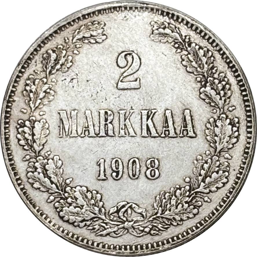 Russia Empire 1908 2 Markkaa Silver Plated Replica Coin Commemorative Medal,Historical Collectible Art Craft For Enthusiasts