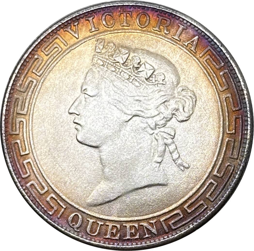 China Hong Kong 1868 1/2  Half Dollar Victoria Silver Plated Replica Coin Commemorative Medal,Historical Collectible Art Craft For Enthusiasts