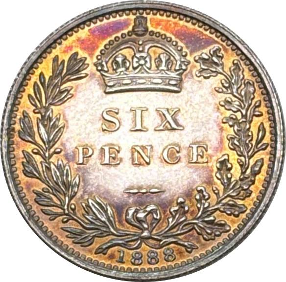 United Kingdom 1888 Six 6 Pence Victoria 2nd Portrait 2nd Reverse Great Britain Silver Plated Replica Coin Commemorative Medal,Historical Collectible Art Craft For Enthusiasts