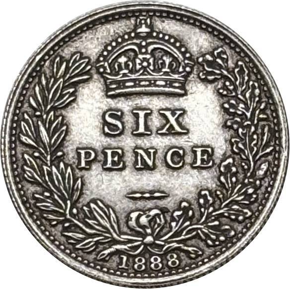 United Kingdom 1888 Six 6 Pence Victoria 2nd Portrait 2nd Reverse Great Britain Silver Plated Replica Coin Commemorative Medal,Historical Collectible Art Craft For Enthusiasts
