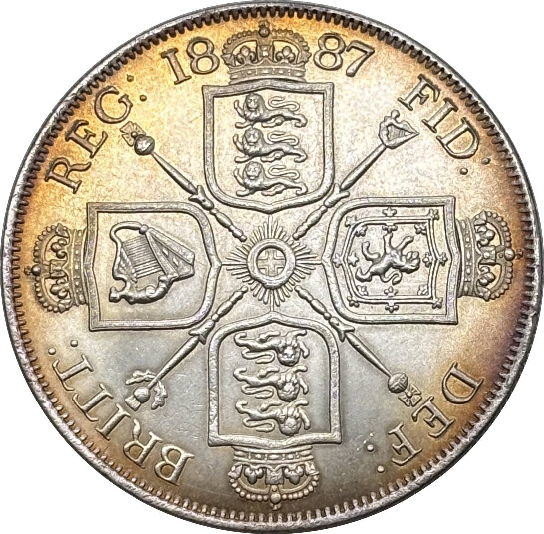 United Kingdom 1887 2 Florins Victoria 2nd Portrait Double Florin Great Britain UK Silver Plated Replica Coin Commemorative Medal,Historical Collectible Art Craft For Enthusiasts