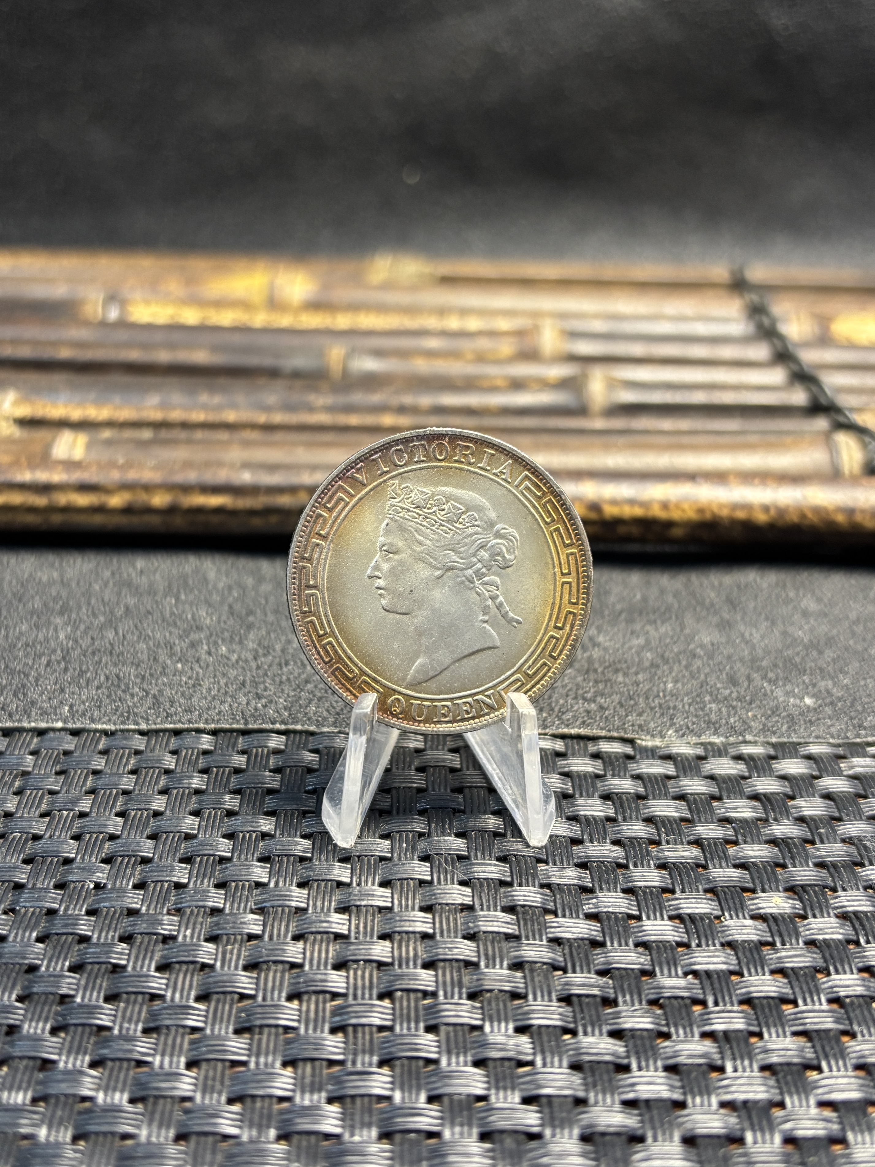 China Hong Kong 1868 1/2  Half Dollar Victoria Silver Plated Replica Coin Commemorative Medal,Historical Collectible Art Craft For Enthusiasts
